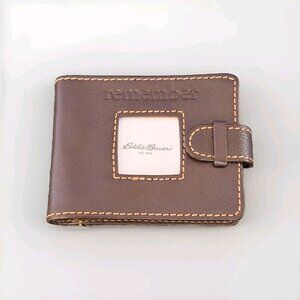 NWT Eddie BAUER BROWN LEATHER MINI PHOTO ALBUM WALLET